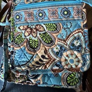 Vera Bradley Blue and Brown Floral small mail bag style crossbody